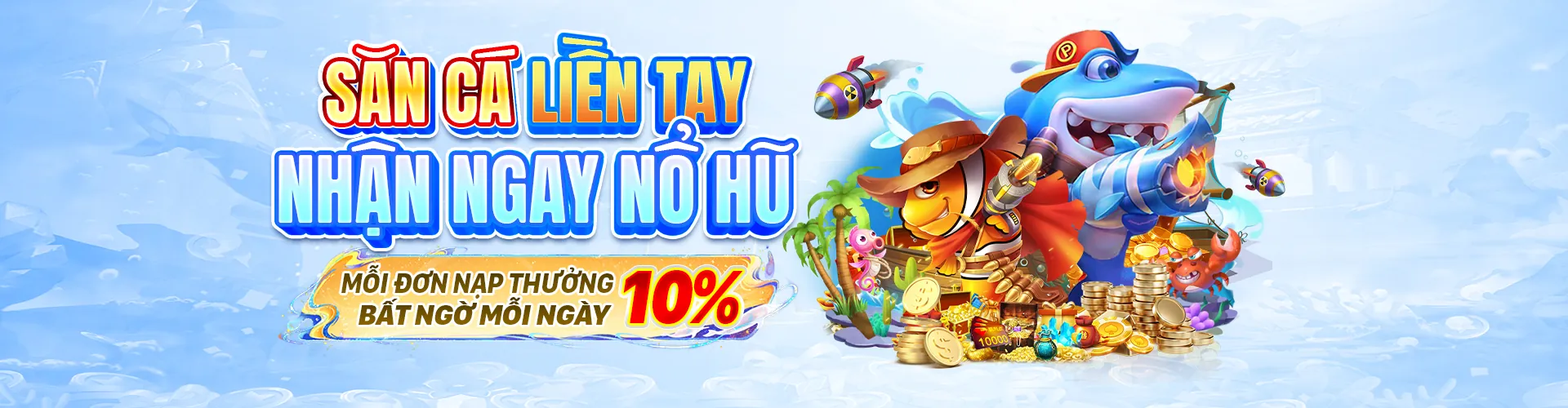 Hình ảnh nền trò chơi Bắn Cá Win96 với cảnh dưới biển sống động và kho báu